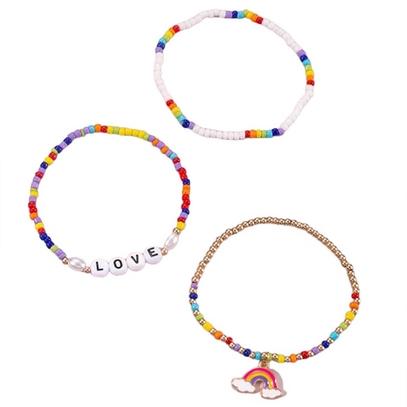 Rainbow Beaded Bracelet 3pc Set - Picture 4 of 4